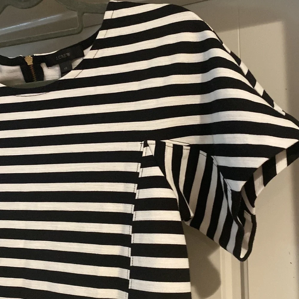 J. Crew Black/White Strip Shift Dress - XS